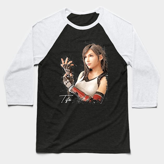 Tifa Lockhart Final Fantasy VII Remake Baseball T-Shirt by Creativedy Stuff